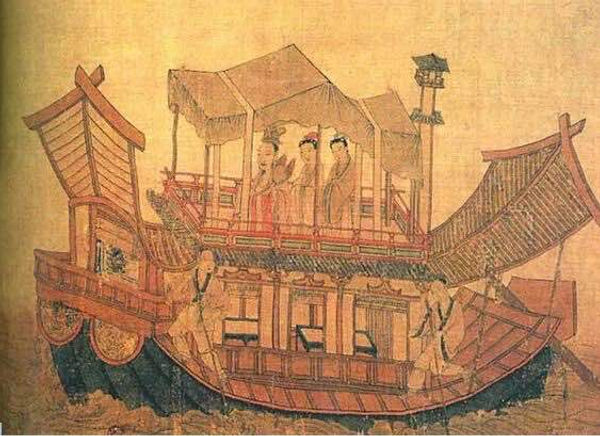 Exquisite Boat on Part of The Picture of the Ode of the River Goddess, by Great Poet and Artist Gu Kaizhi (348 — 409)