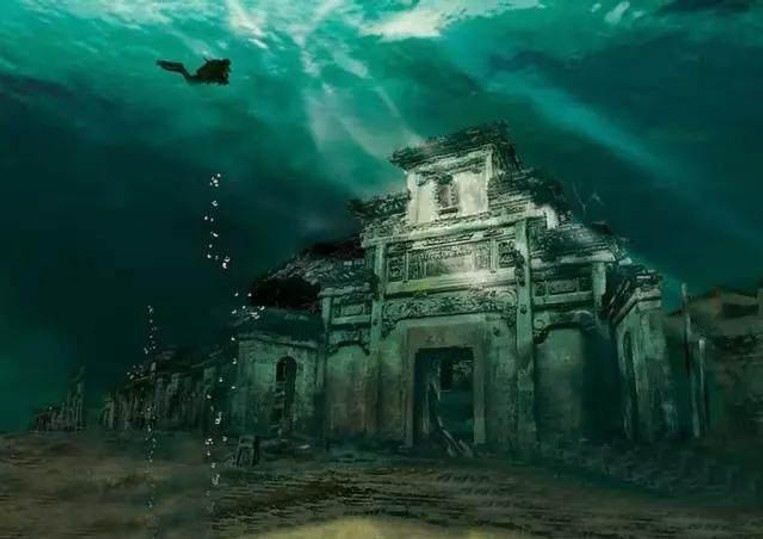 Shi Cheng the Lion City Beneath the Thousand Island Lake, Photo from Chinese National Geography.