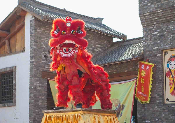 Lion Dancers in Lion Dance Costumes