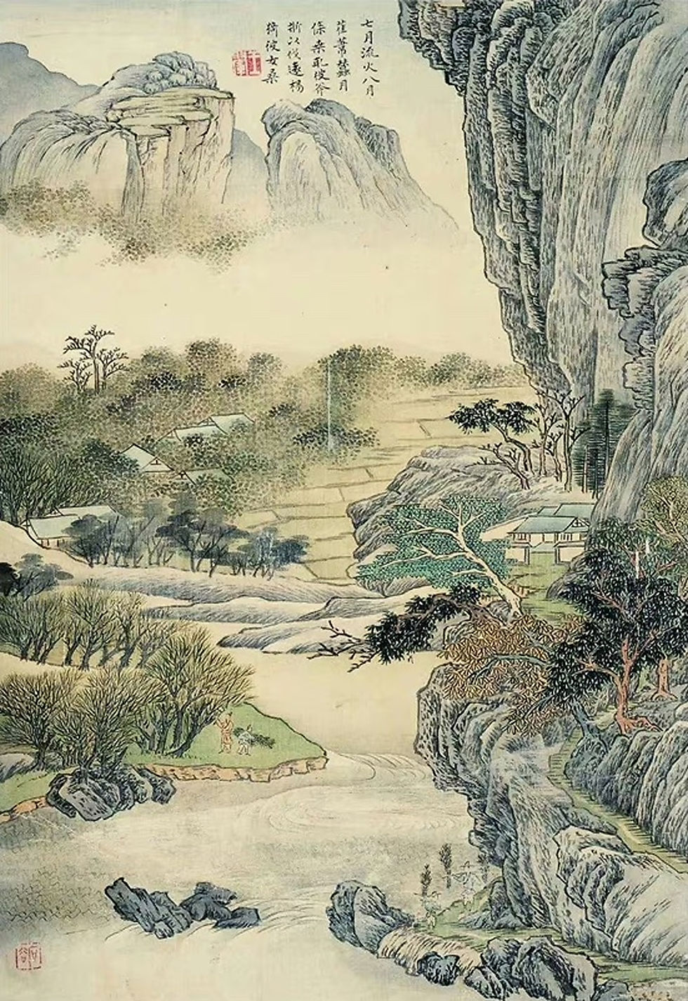 Thumbnail: Poetic Scenes of the Bin Area: Qing Landscape Painting Set of 12 Printable