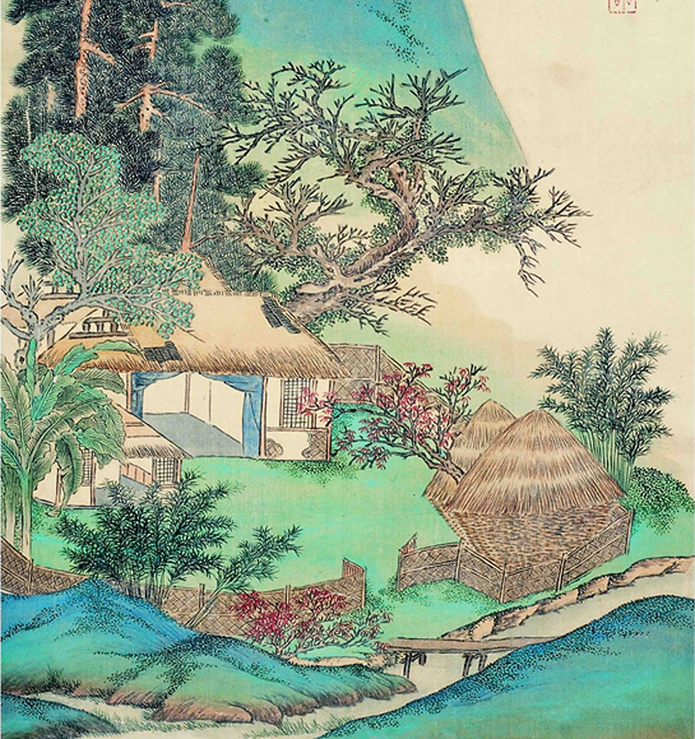 Traditional Village Houses in Ancient Painting