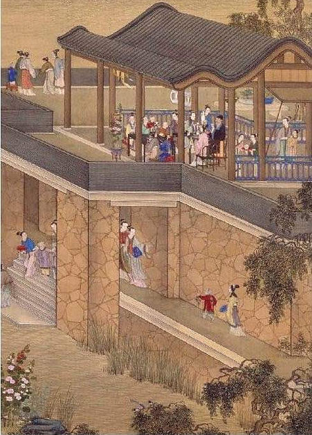 Part of Painting "Yongzheng Shier Yue Xing Le Tu", About Yongzheng Emperor and His Family's Daily Lives in the Old Summer Palace, By Artist Giuseppe Castiglione