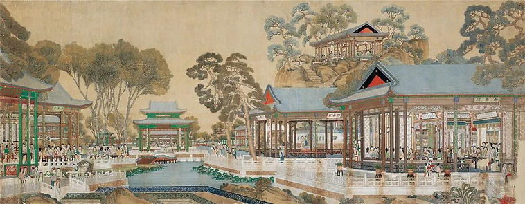 Painting of Daguanyuan or Grand View Garden, Describing A Banquet of Main Characters of the Dream of the Red Chamber, by An Artist of the Qing Dynasty (1636 — 1912)