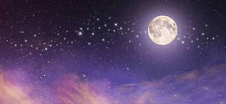 Moon Moving Through Stars in Sky