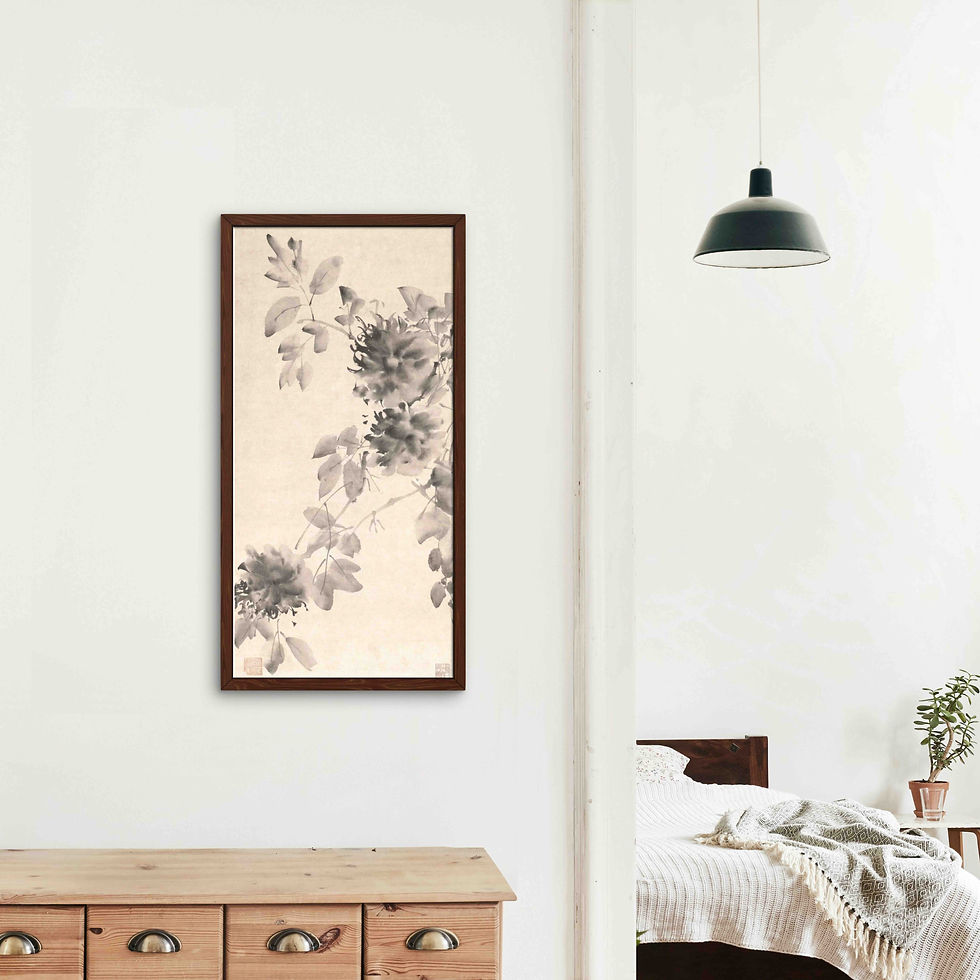Thumbnail: Peonies in Ink: Ming Dynasty Flower and Bird Painting Digital Art Printable