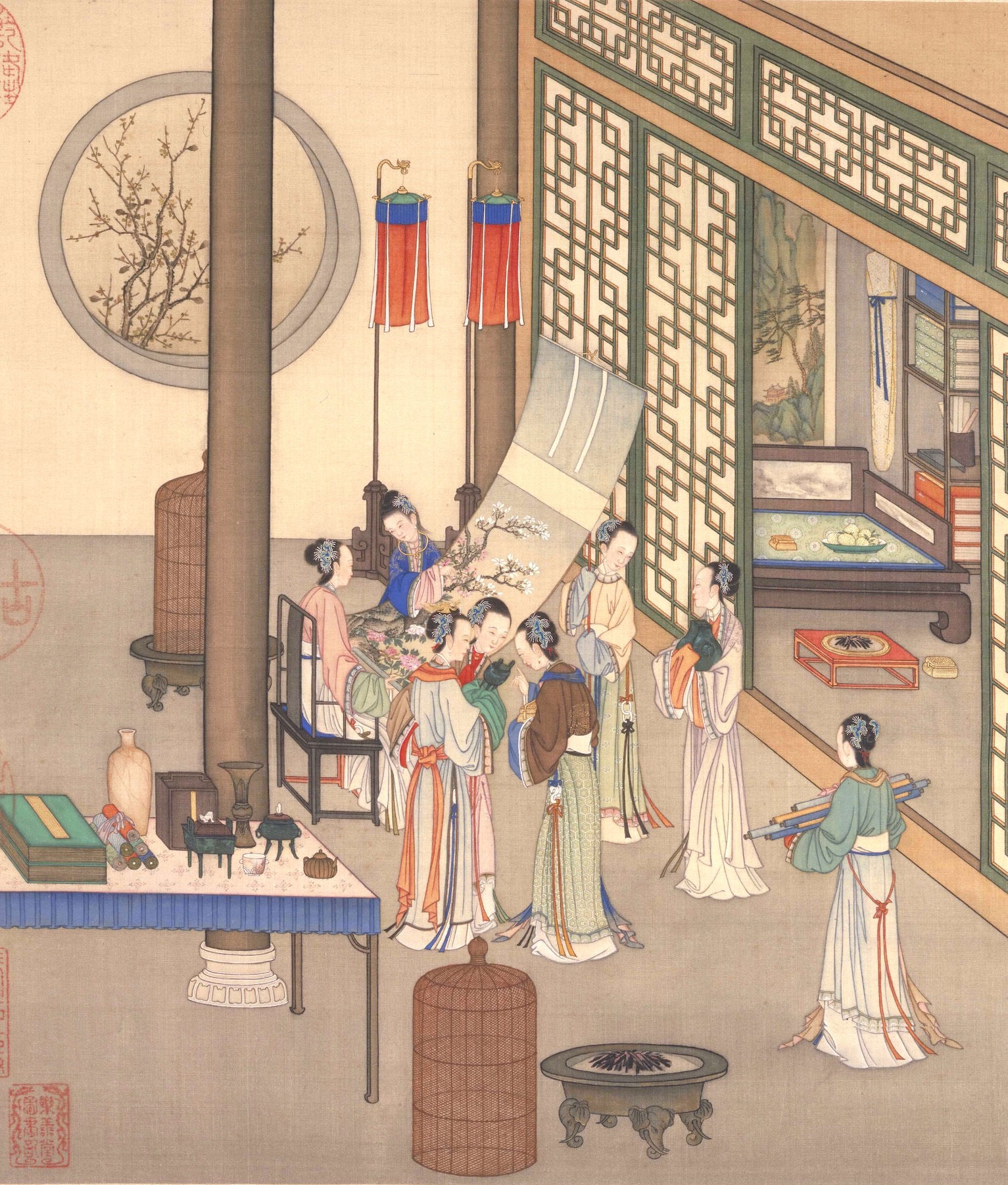 Appreciating Antiques by the Hearth in November: Qing Figures Art Printable