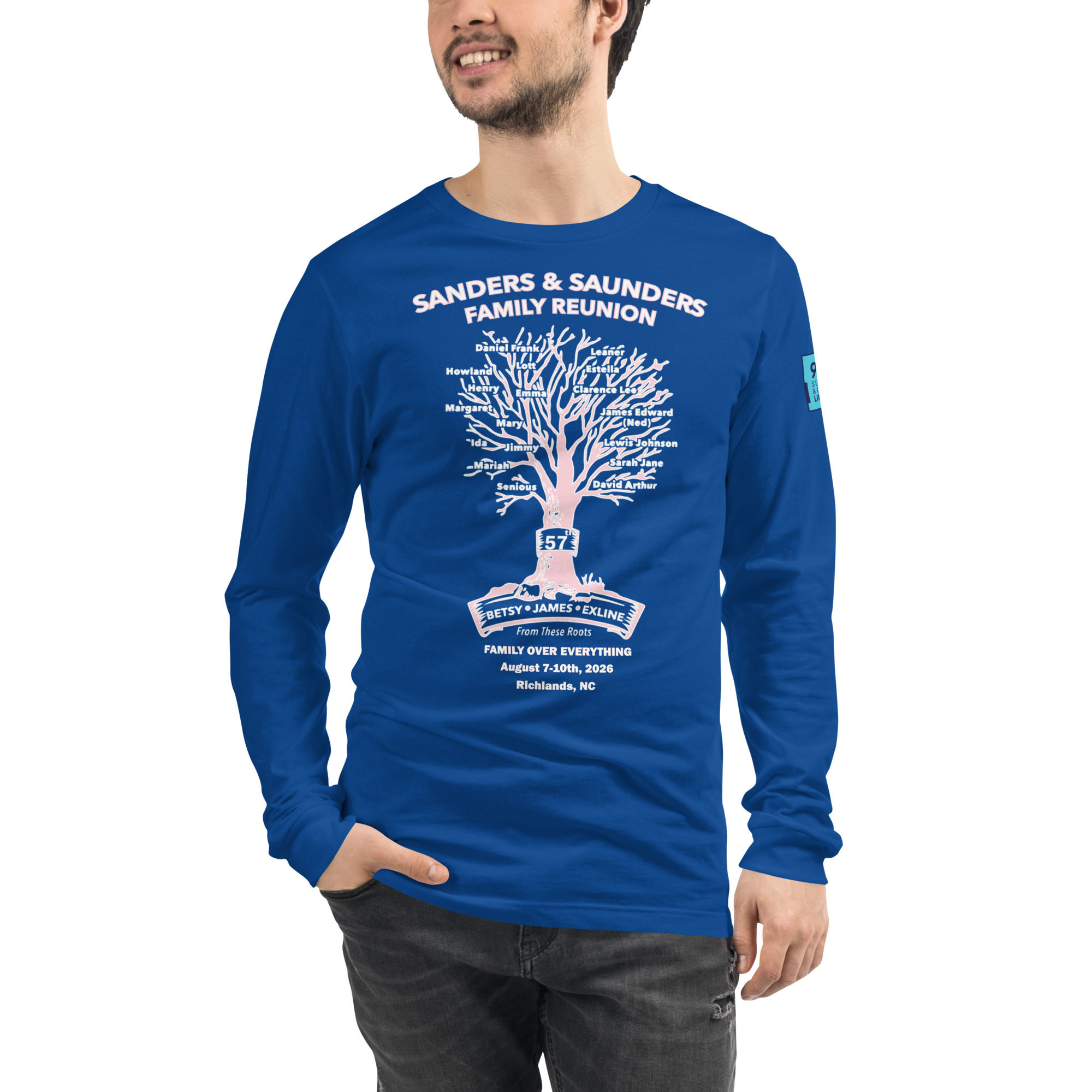Unisex Long Sleeve Tee_Royal/Pink