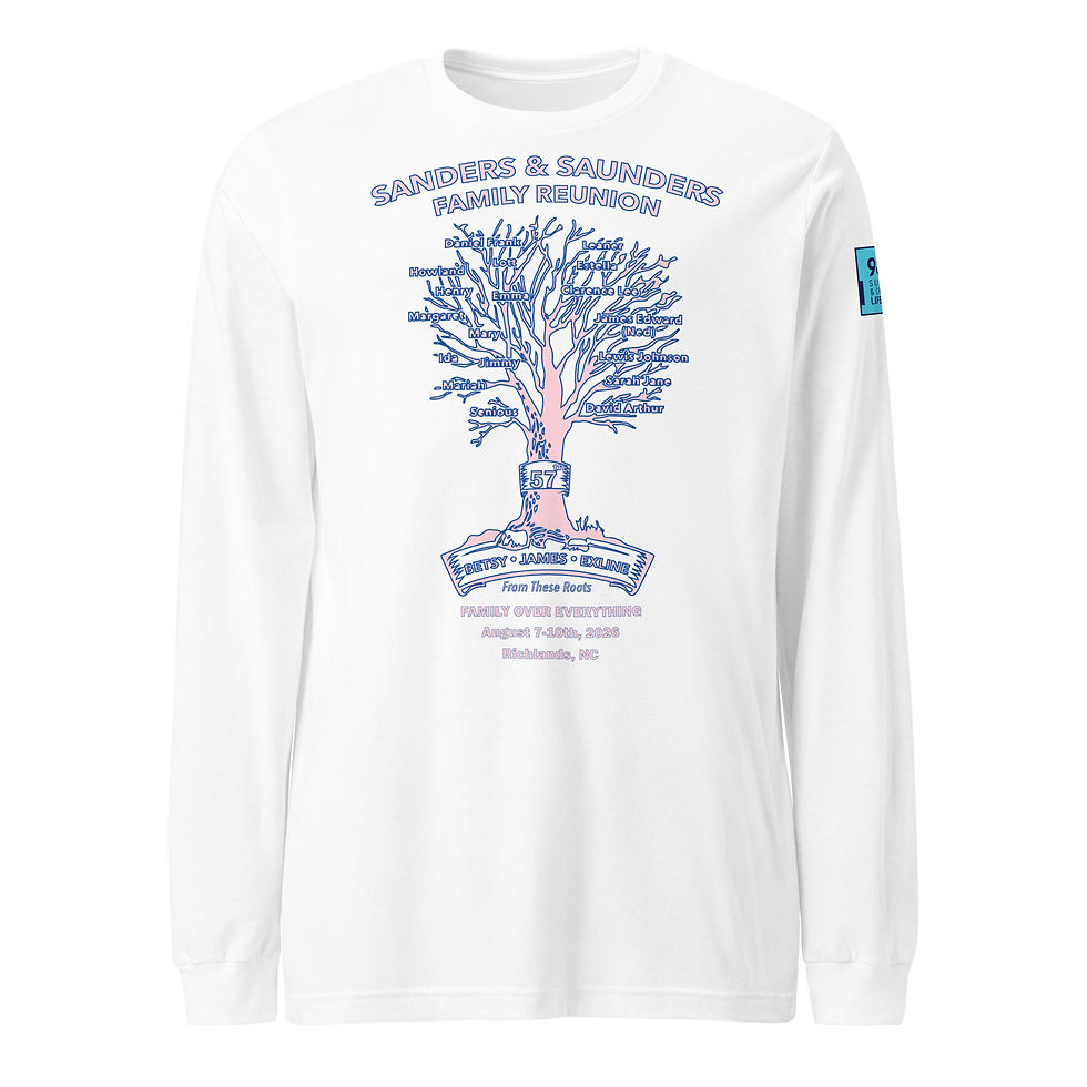 Thumbnail: Unisex Long Sleeve Tee_White wBlue/Pink