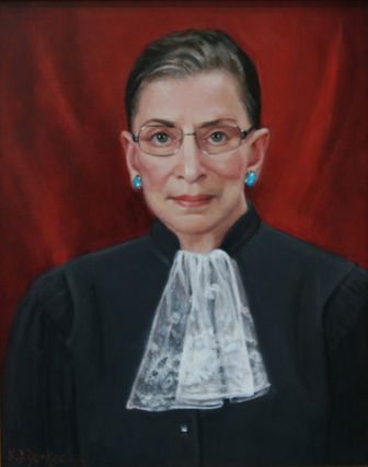 oil portrait of Ruth Bader Ginsburg in classical style by portrait artist Susan Durkee