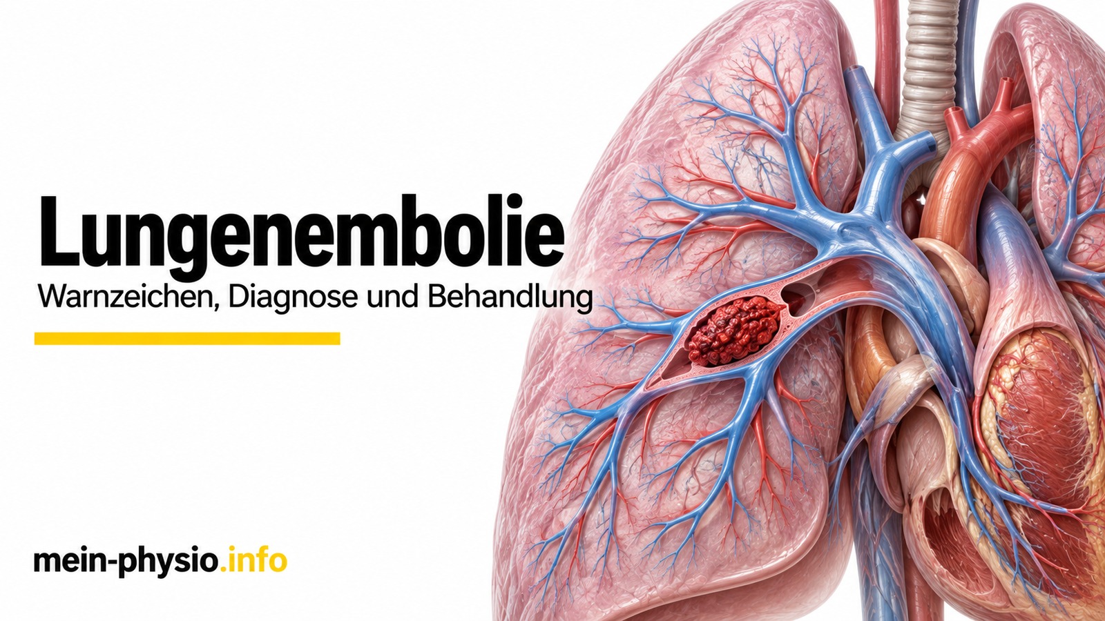 Lungenembolie: medizinische Anatomie der Lungenarterien mit einem Blutgerinnsel in einem Lungengefäss