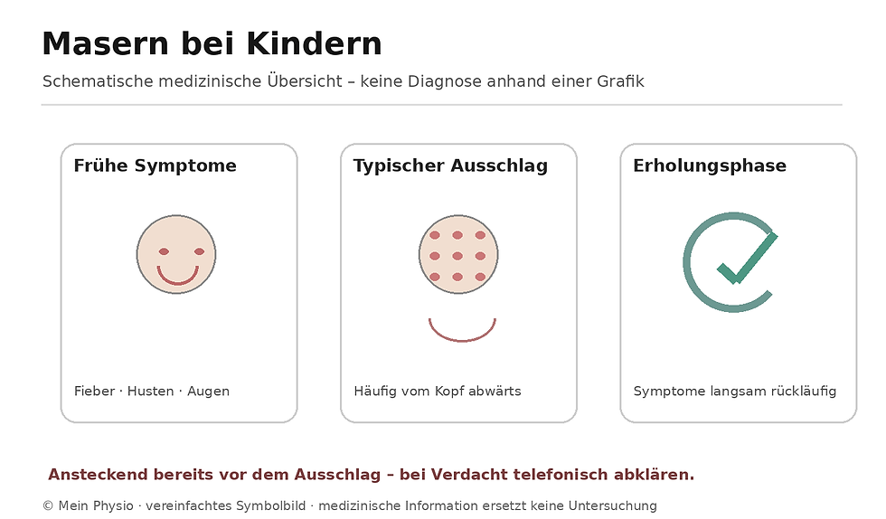 Schematische Darstellung: Masern bei Kindern – keine Diagnose anhand eines Symbolbildes