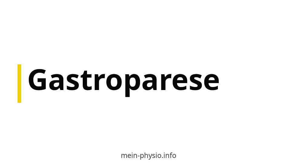 Gastroparese – typografisches Titelbild mit gelbem Akzent und mein-physio.info