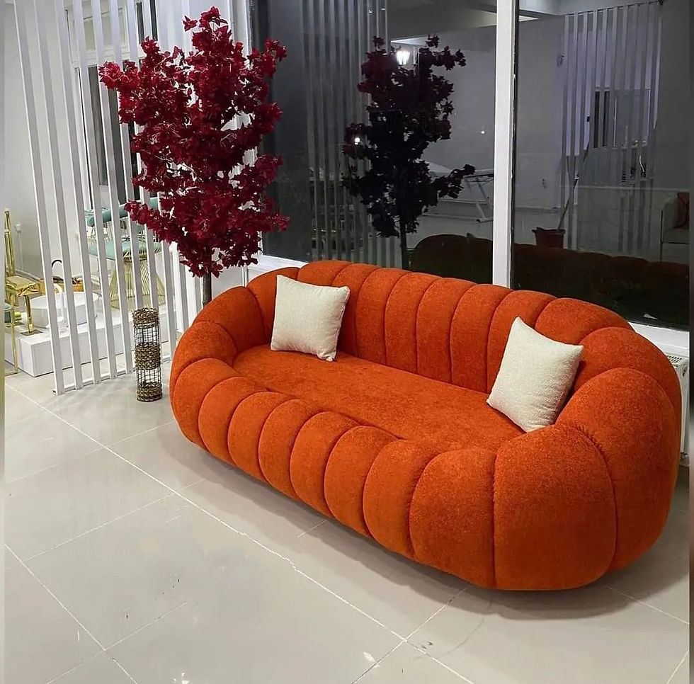 canapé design Cocooning tissu orange laine rasé