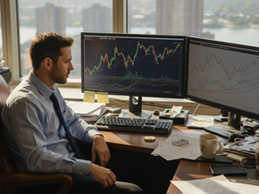 Trader at desk comparing gold and other metals charts