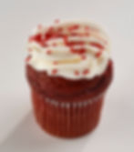 Our homemade moist red velvet cake topped with our own cream cheese frosting then finished with sprinkles.