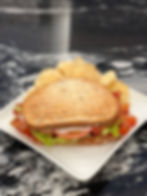 Bacon stacked high, catalina, romaine lettuce, tomatoes, avocado, mayo, all on a artisan multigrain.