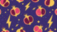 make a fun glitte print that includes pomagranite symbole lighting bolt symol embed the sy