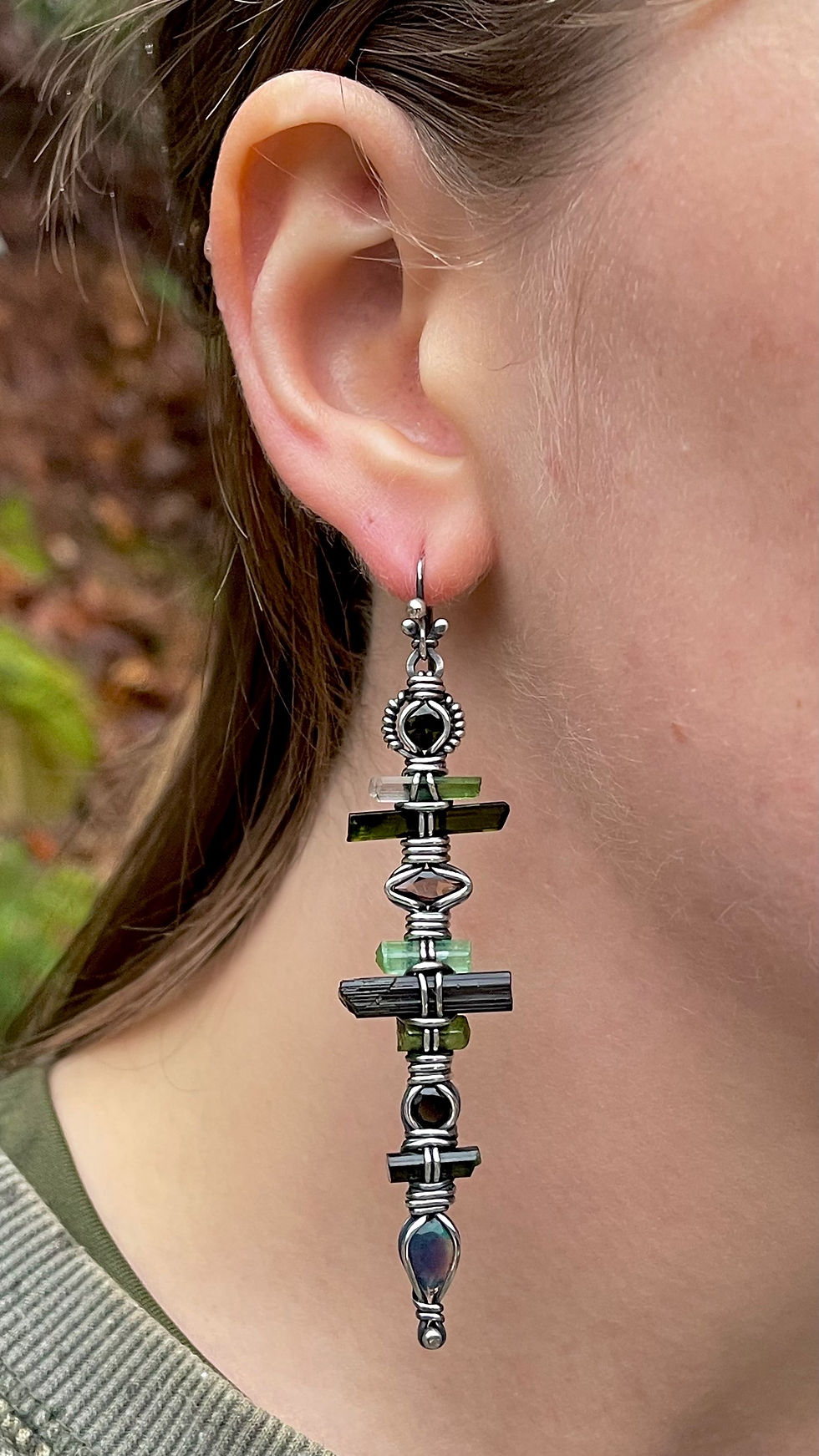 Thumbnail: Tourmaline Short Stack Earrings