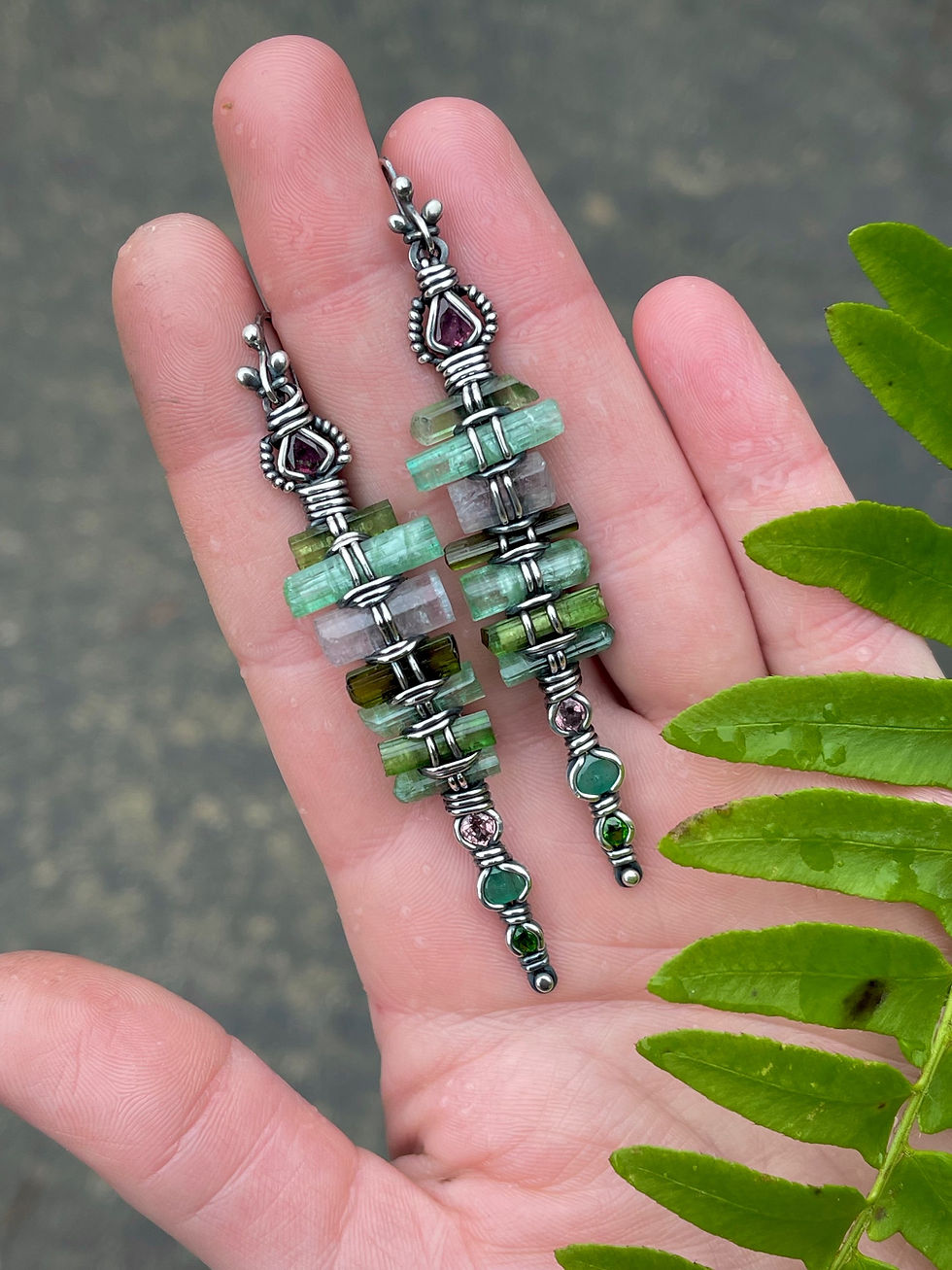 Thumbnail: Pinker Tourmaline Stack Earrings 
