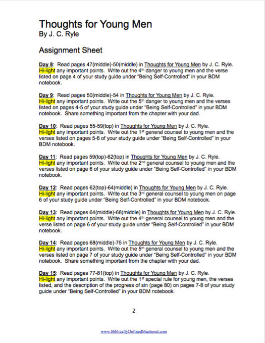 Thumbnail: Thoughts for Young Men Study Guide