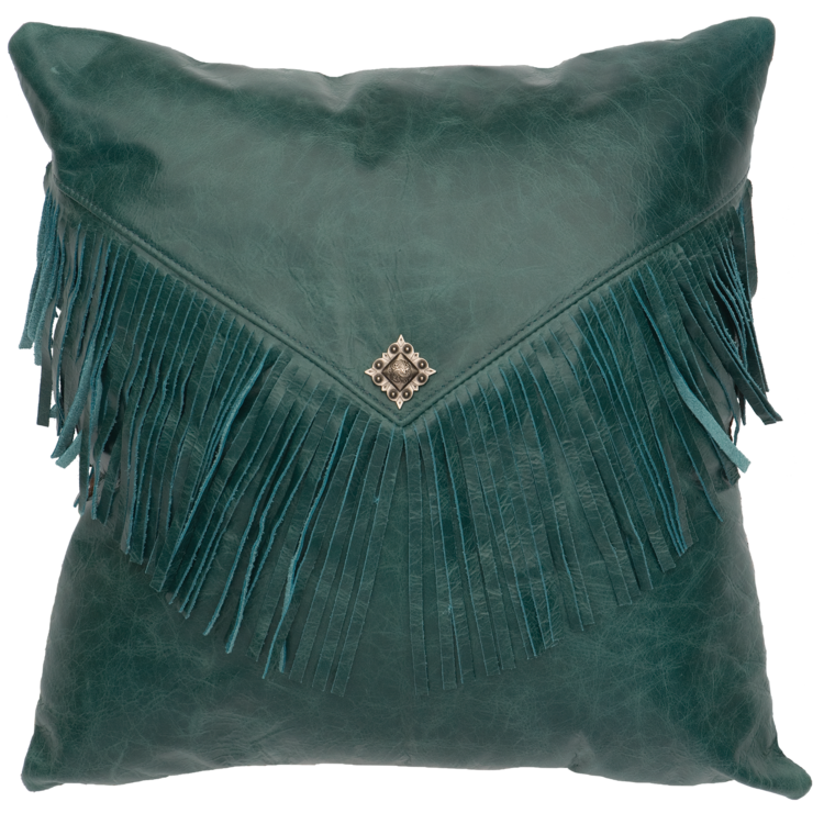 Turquoise Leather Pillow