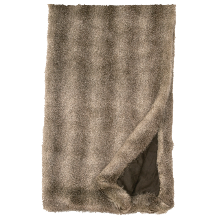 Cape Grey Fox Faux Fur Throw