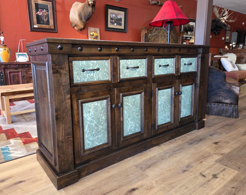 Handcrafted custom solid alder wood rustic western and mountain style buffet.
