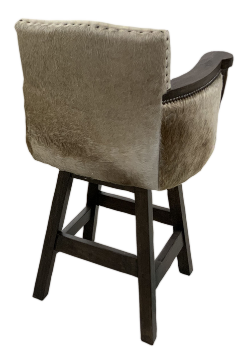 Rustic western and mountain style leather barstools.