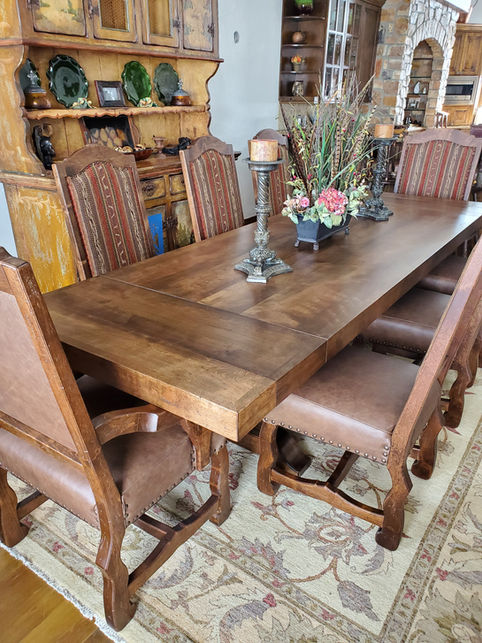 Handcrafted solid wood rustic western and mountain style custom dining table.