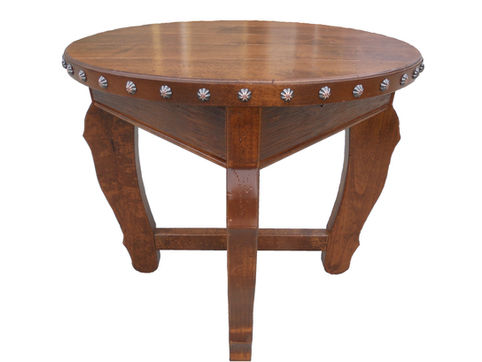 Handcrafted solid alder wood western and mountain style end table.