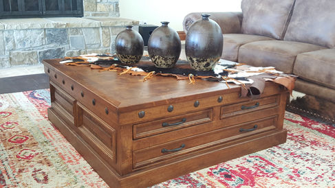 Handcrafted solid alder wood western and mountain style coffee table.