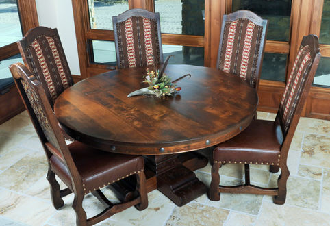 Handcrafted solid wood rustic western and mountain style custom dining table.