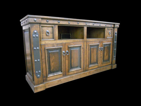 Handcrafted solid alder wood western and mountain style TV console.