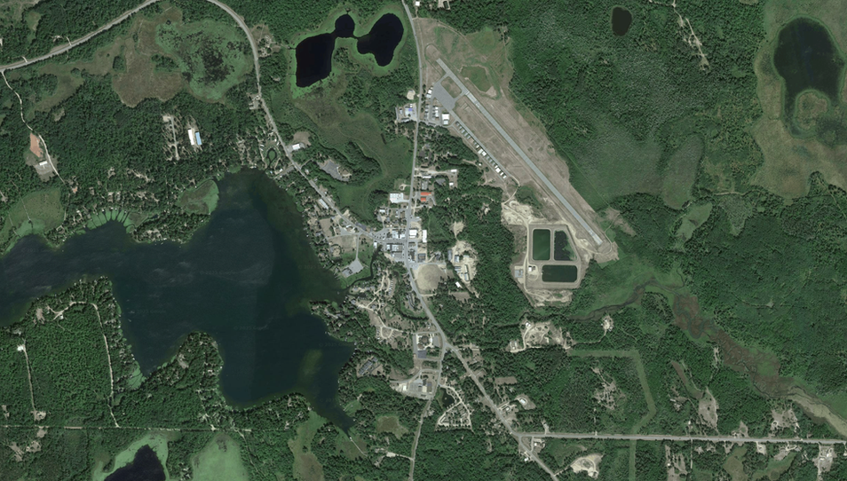 Satellite view of Longville, Minnesota, including Municipal Airport