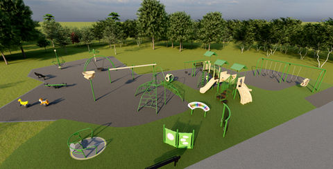 Stuart Memorial Park in Longville concept art for the ADA-accessible playground