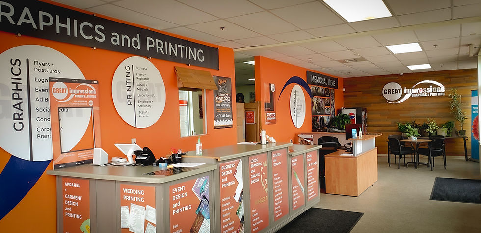 Custom printing shop interior in Milwaukee WI offering business printing, apparel, and memorial services