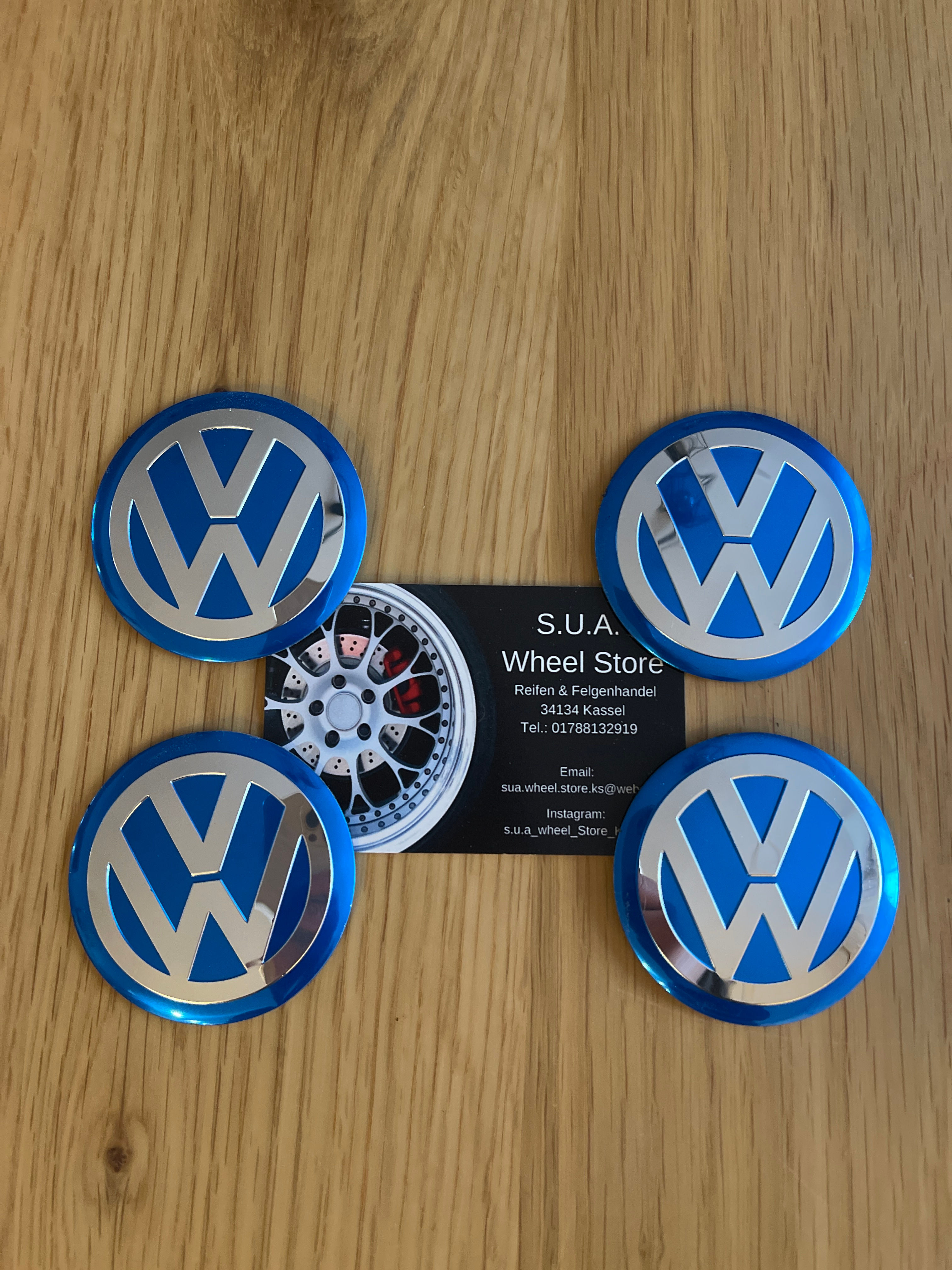 4x Old Blue Volkswagen Nabendeckel/Aufkleber/Sticker 56mm