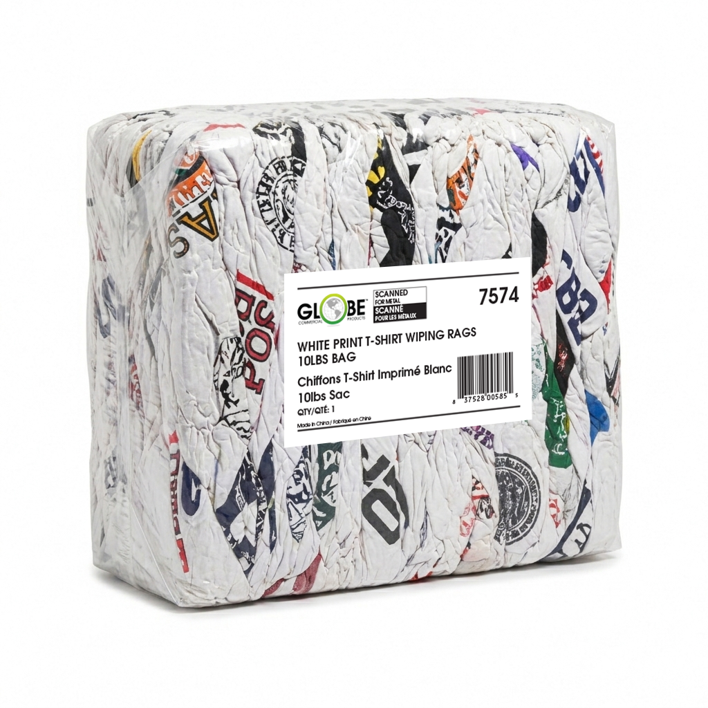 White Print T-Shirt Wiping Rags