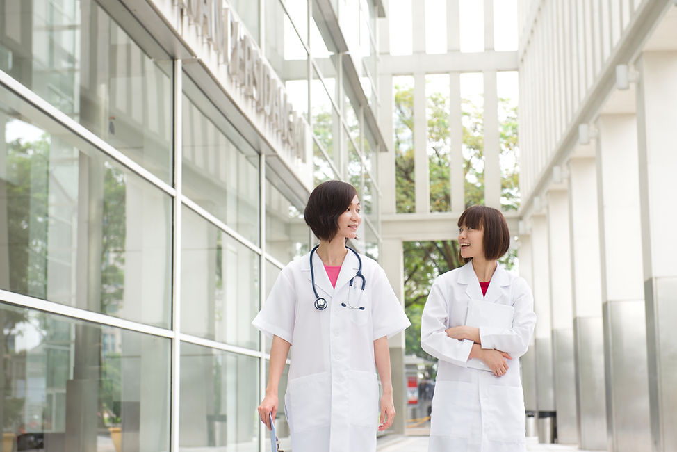 Two female doctors walking