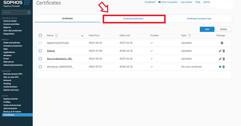 Sophos User Portal’da SSL VPN Configuration Dosyası İndirilemiyor 3