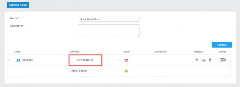 Sophos Web Policy Oluşturma 2