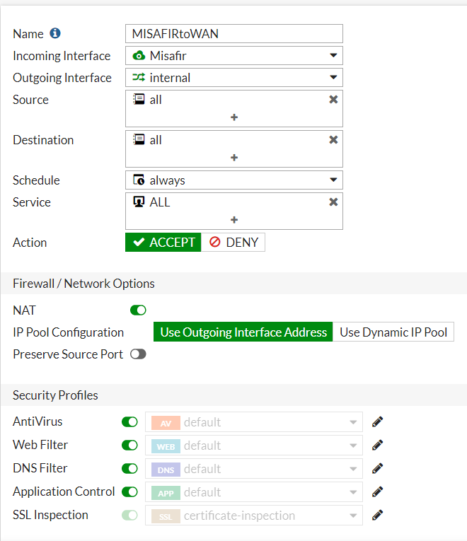 Fortigate ve Hpe vlan 7