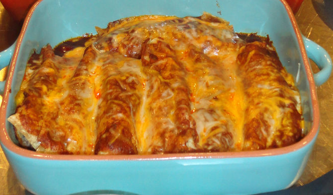 Cheesy Beef and Beans Enchiladas