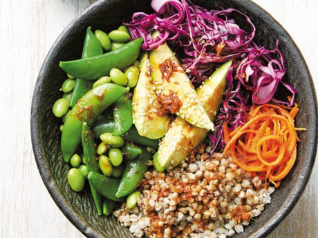 Buckwheat Buddha bowl with ginger tamari dressing