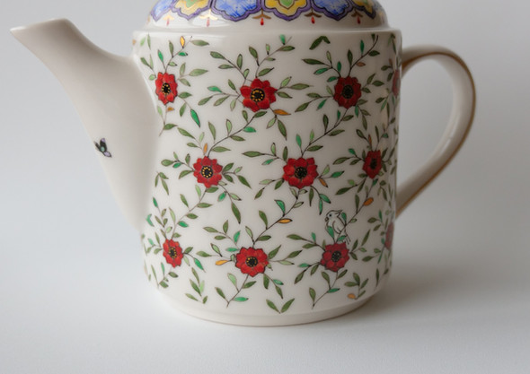 花と鳥のティーポット