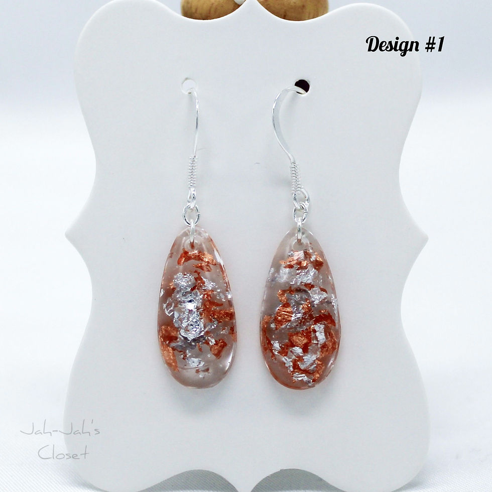 Thumbnail: Sterling Silver Tear-Drop Earrings - Rose Gold & Silver