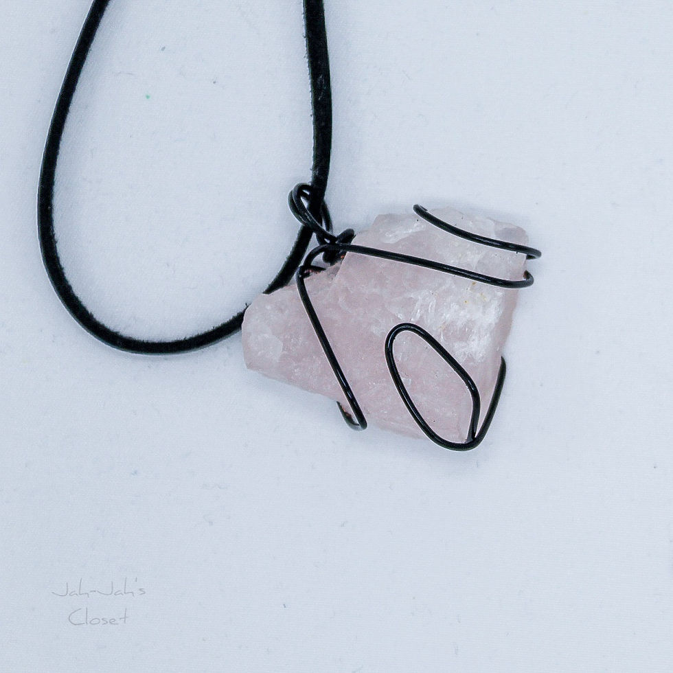 Thumbnail: Rose Quartz (Rough) - Wire Wrapped Pendant/Necklace