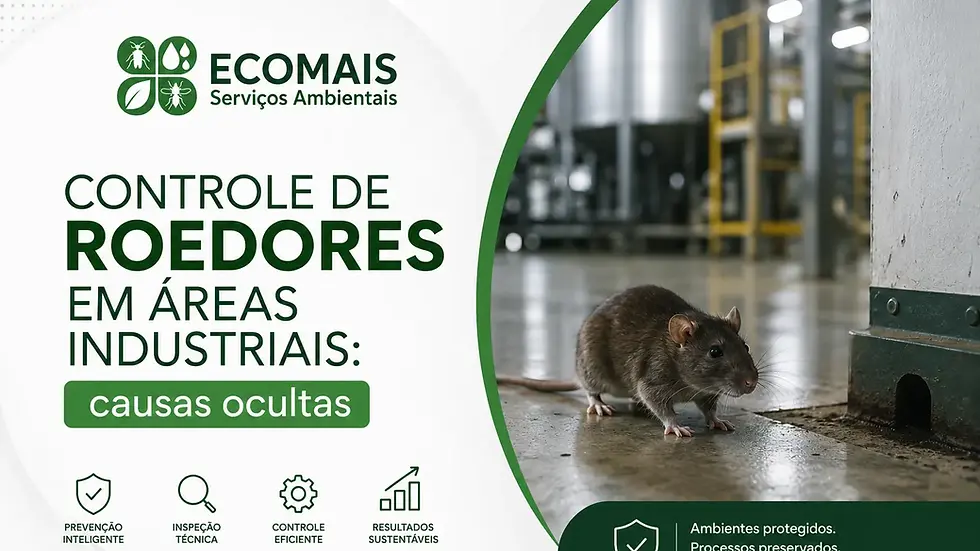 Controle de roedores em áreas industriais com foco na identificação de causas ocultas, inspeção técnica e prevenção sanitária.