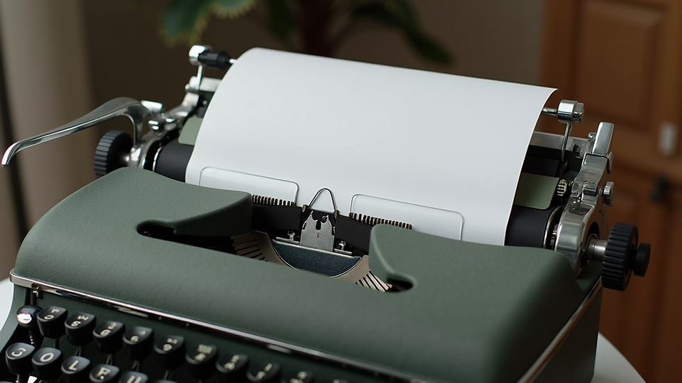 Close-up view of a typewriter with a manuscript page