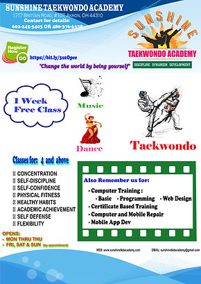 Sunshine Taekwondo Academy located at 1717 Brittain Road Akron Ohio 44310